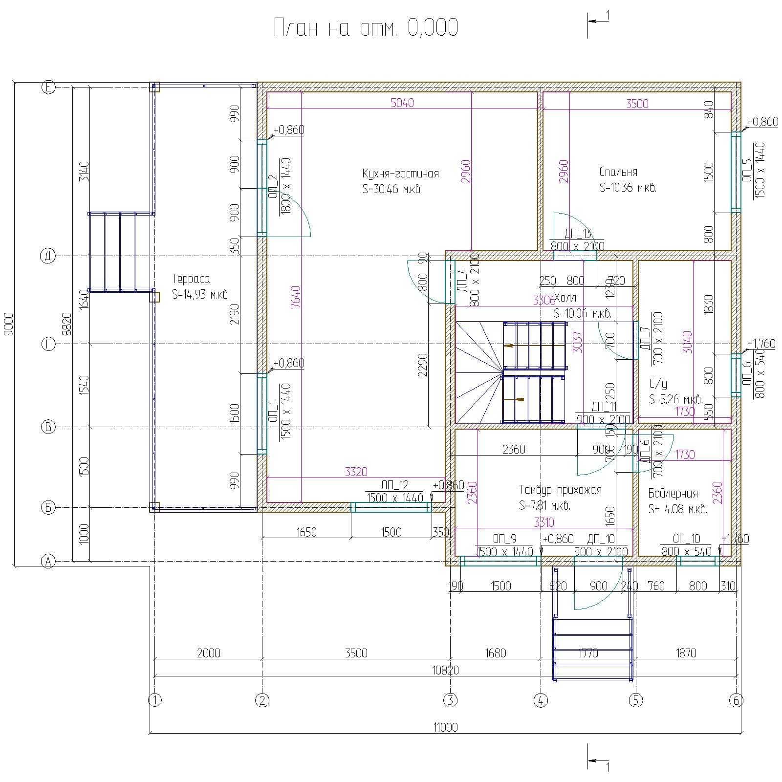 Проект дома Брусовой дом 2 этажа 155 м2 в Мамонах — 155 м²