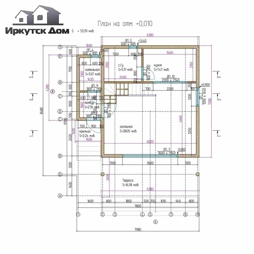 Проект дома Проект мансардного дома с нашего объекта Мамоны 88, 88 м², брус — миниатюра 8